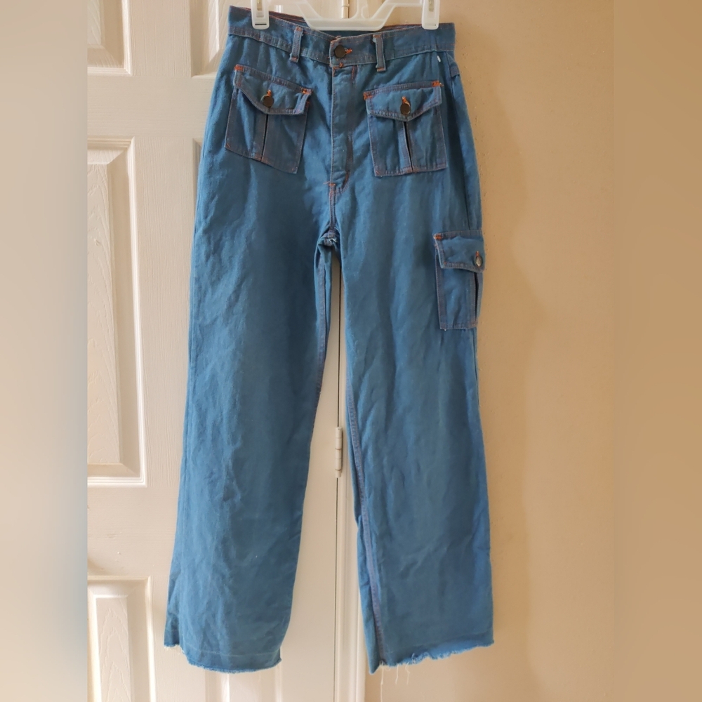 Vintage 70s Daddy's Money High Waisted Wide Leg Jeans with Pockets